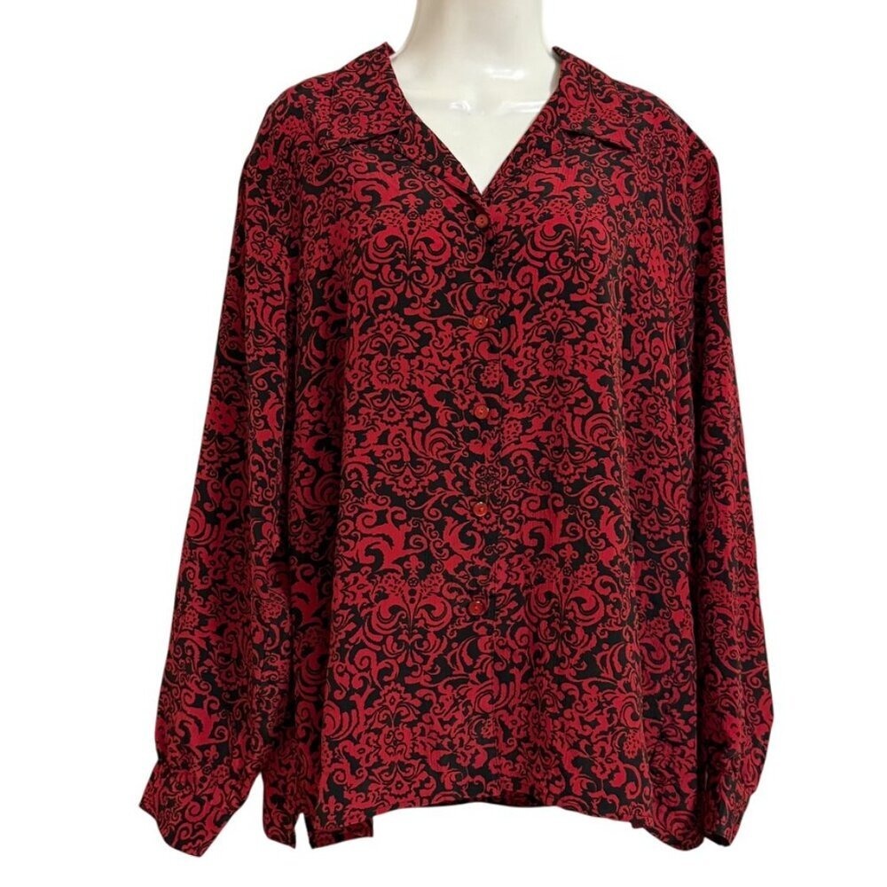 Donnkenny Classics Polyester Blouse SZ XL Career Office Timeless Flowy Relaxed